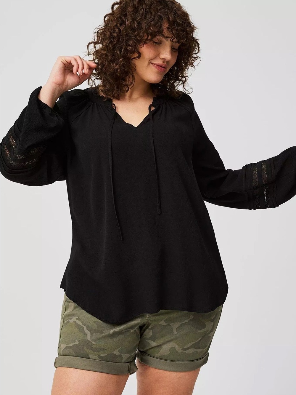 Black long-sleeve peasant blouse from Torrid. Size 1